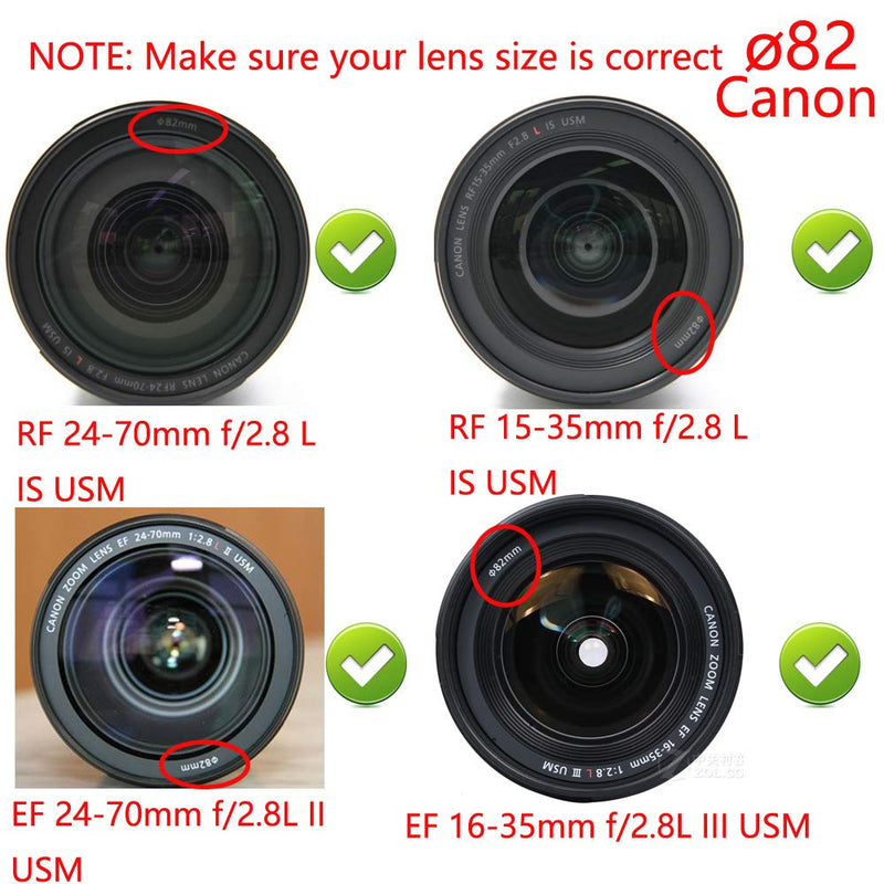 Z5 Z7 Lens Cap (2 Pack) for Nikon Z7 Z5 Z50 w/Nikkor Z 24-70mm,for Canon EOS R5 R6 w/RF 24-70mm RF 15-35mm Lens (82mm)