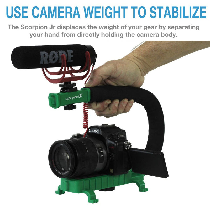 Cam Caddie Scorpion Jr. Limited Edition Collapsible Stabilizing Camera/Smartphone Handle w/Hot Shoe Mount - Green