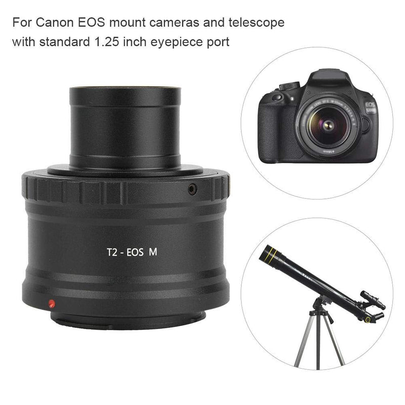 Telescope Mount Adapter Ring, T2-EOS M 1.25inch Aluminium Alloy Telescope Accessories for Canon with Standard 1.25 inch Eyepiece Port