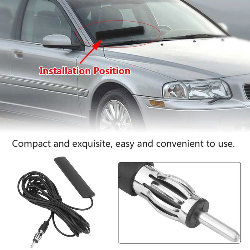 Qiilu Radio Antenna, ANT-309 Universal Car FM Radio Antenna Patch Aerial Windscreen Mount 5M Cable