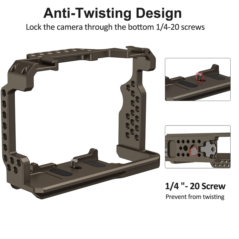 Poyinco Camera Cage with Standard Cold Shoe for Sony A7M3/A73/A7R3/A7R2 Camera etc. SONY A7M3 - Bronze