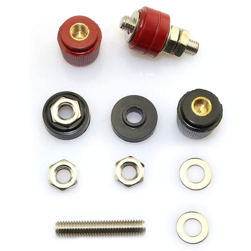 MEETOOT 4pcs 555 Pure Brass Terminal Binding Post M8 Copper Screw 8mm Voltage Regulator Terminal Block Power Terminal Red and Black