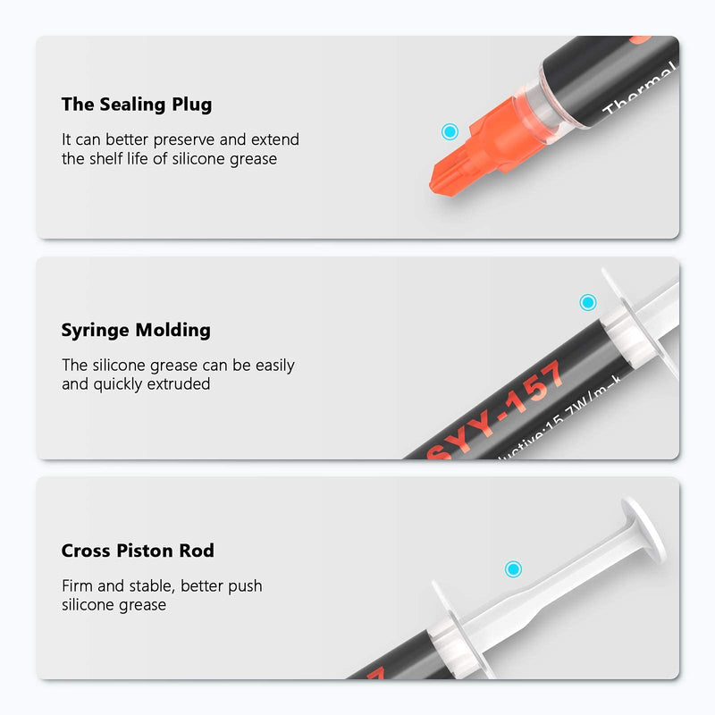 Thermal Paste, SYY 4 Grams CPU Paste Thermal Compound Paste Heatsink for IC/Processor/CPU/All Coolers, 15.7W/m.k Carbon Based High Performance, Thermal Interface Material, CPU Thermal Paste 4g