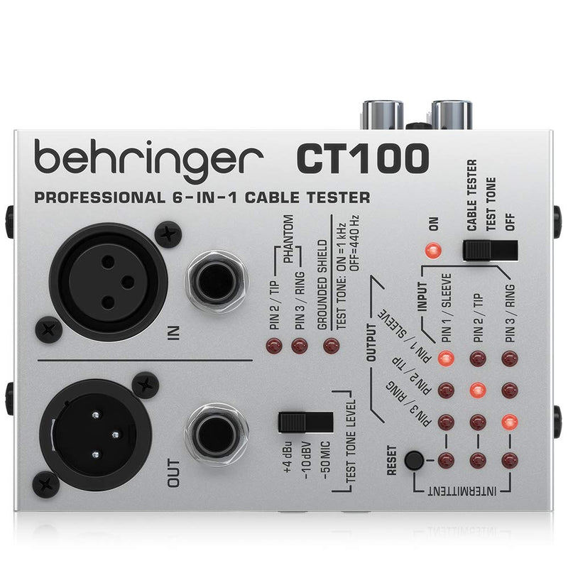 Behringer 6-In-1 CT100 Cable Tester & Stagg 10ft. S-Series, phone-plug/phone-plug, deluxe Instrument cable + cable