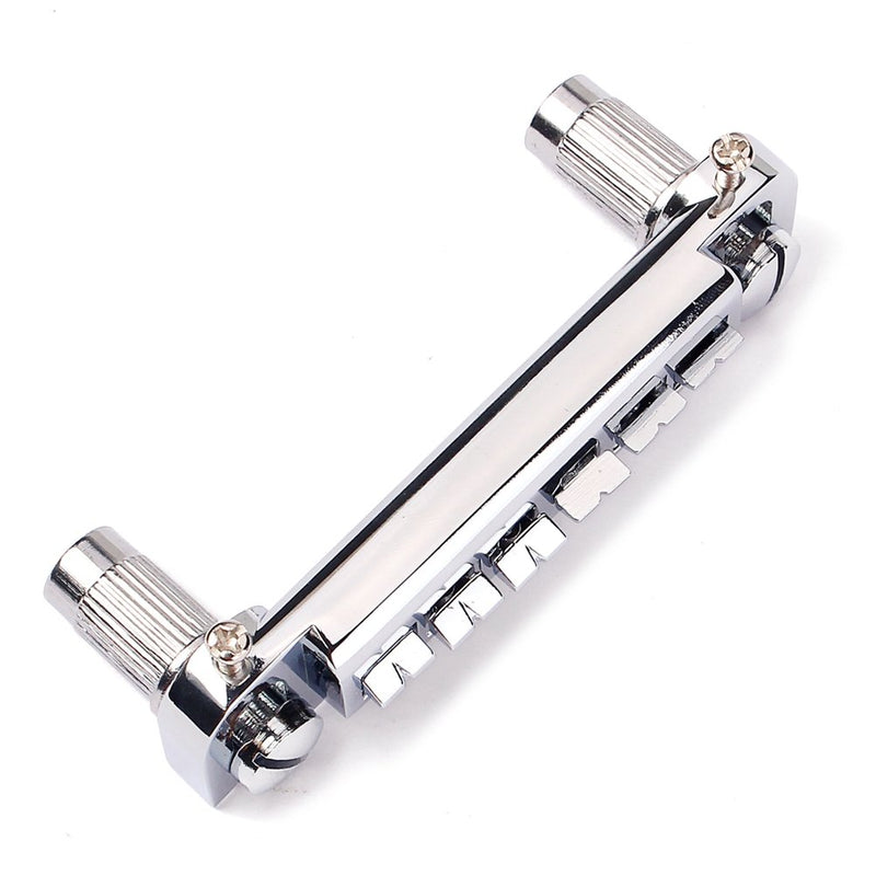 Wraparound Roller Bridge Saddle Tailpiece Combo Chrome for Gibson Les Paul LP Style Electric Guitar Replacement Parts Accessories (Silver)