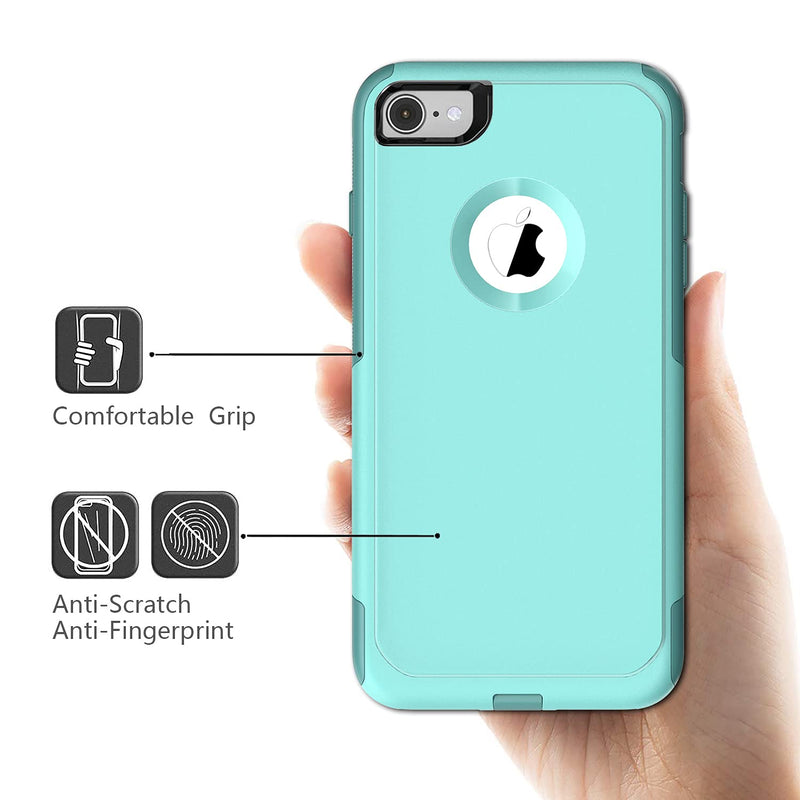 Laiture Designed for iPhone 7 Case/iPhone 8 Case Phone Case with Screen Protector – Double-Layer Tough Rugged Shockproof Protective case (Aqua Mint) Aqua Mint