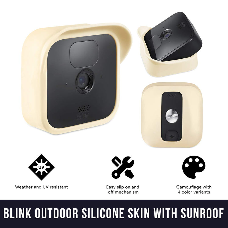 Wasserstein Protective Silicone Skins with Sunroof Compatible with Blink Outdoor - Camouflage, Accessorize and Protect Your Blink Outdoor (Beige, 3-Pack) Beige