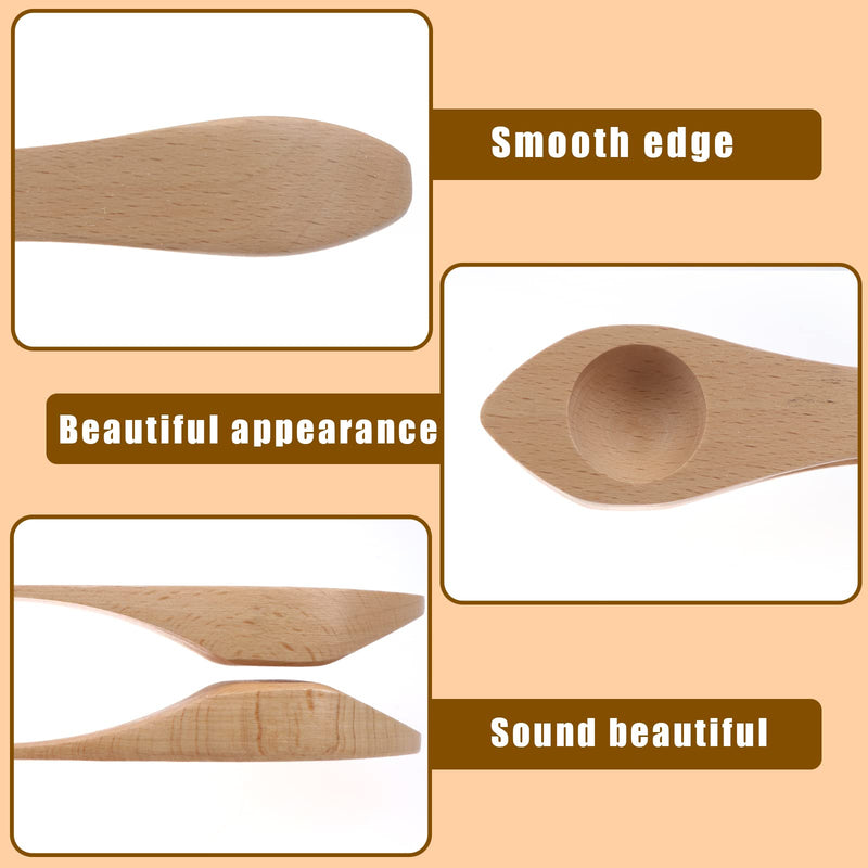 4 Pieces Wooden Musical Spoons Folk Percussion Instrument Natural Wood Musical Spoons Traditional Percussion Spoons Musical Folk Wooden Musical Instrument for Party Festival Activities
