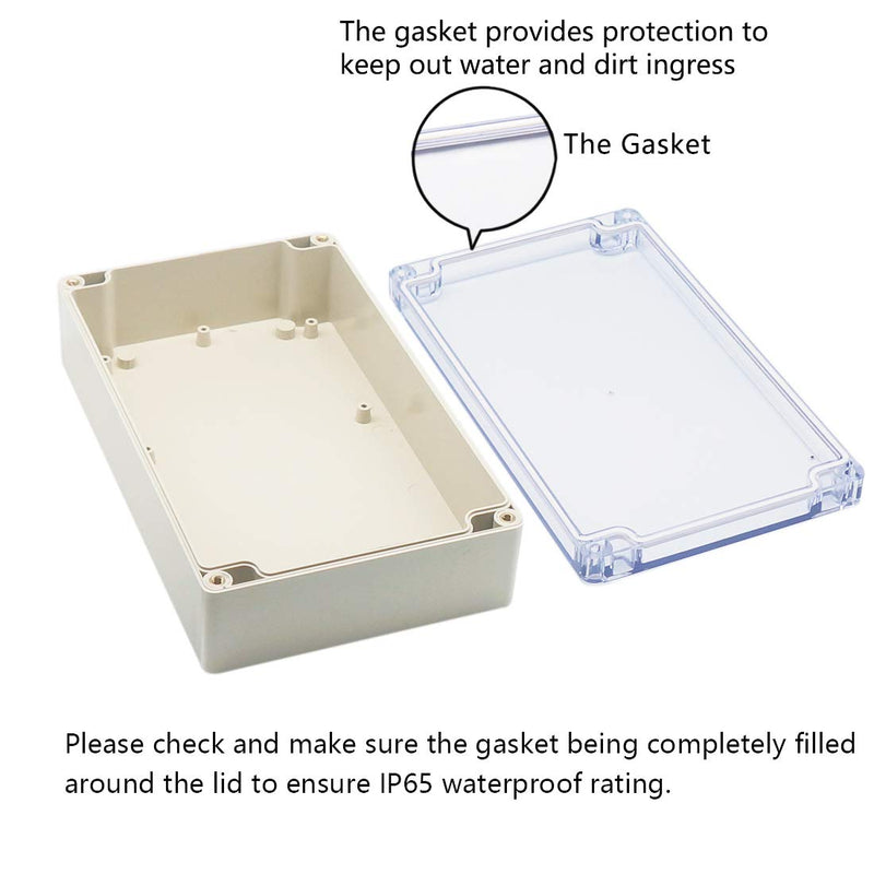 [AUSTRALIA] - Zulkit Junction Box ABS Plastic Dustproof Waterproof IP65 Universal Electrical Boxes Project Enclosure Grey with Transparent Clear Cover 7.9 x 4.7 x 2.2 inch (200 x120 x 56mm) 7.9" x 4.7" x 2.2" 