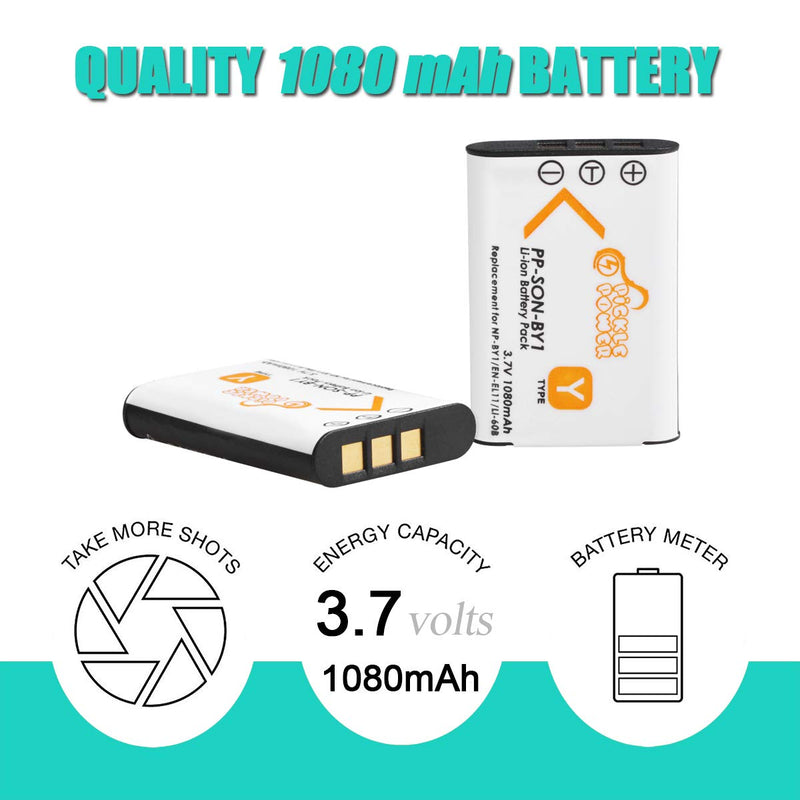 LI-60B, Pickle Power Battery Replacement for NP-BY1 Li-60B EN-EL11 D-LI78 DB-80 DB-L70 and Nikon Coolpix S550 S560 and Sony Action Cam Mini HDR-AZ1VR AZ1 AZ1V AZ1VR 3 battery