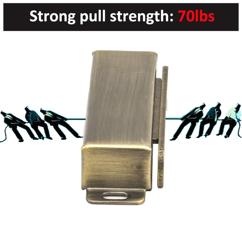 4 Pack Magnetic Cabinet Door Catch- Stainless Steel Closet Catches with Strong Magnetic- Furniture Latch 70 lbs (Bronze) 4PCS