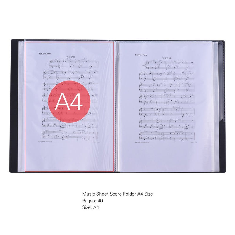 Music File Folder A4 Size Sheet Music folder Paper Documents Music Themed 40 Pockets Storage Folder Music Note Tree -Black