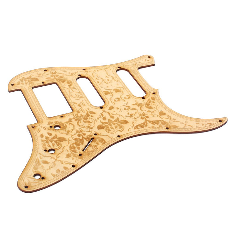 Alnicov 11 Hole Wooden Guitar Pickguard Maple Wood with Decorative Flower Pattern for ST Electric Guitars (SSH)