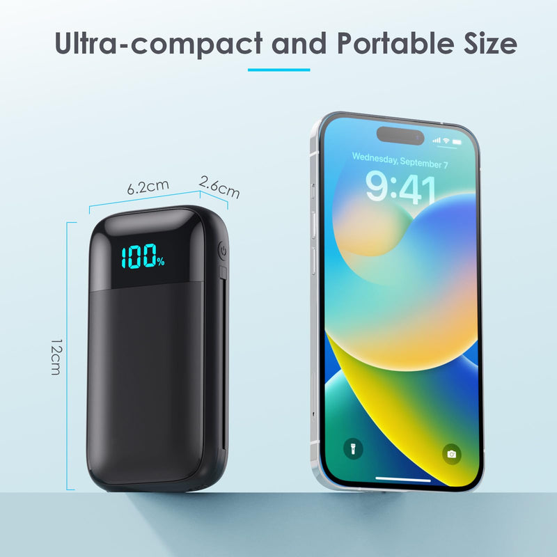 [AUSTRALIA] - Small Portable Charger with Built in Cables, Ultra-Compact 13800mAh PD Fast Charging USB C Power Bank, 4 Output LCD Display Battery Pack Phone Charger Compatible with All iPhone,Samsung,Android Phone Black 