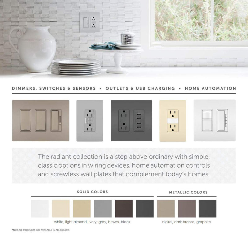 Legrand radiant Digital Light Switch Countdown Timer, Decorator Rocker Wall Switch, 4-Button, RT2LACCV4 Light Almond