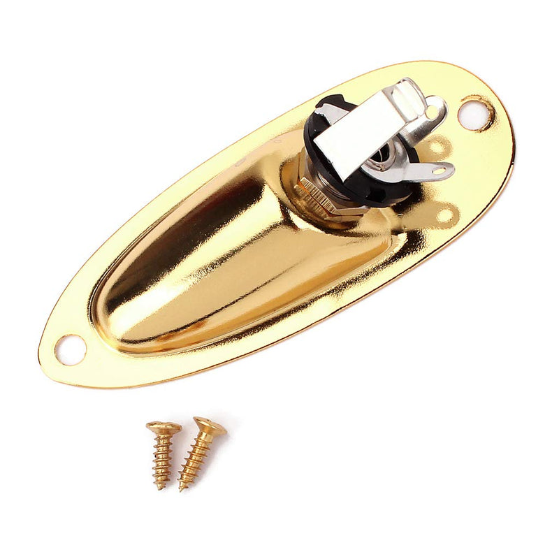 Alnicov Boat Input Output Jack Plate Socket with Screws for Fender Strat Guitar Gold