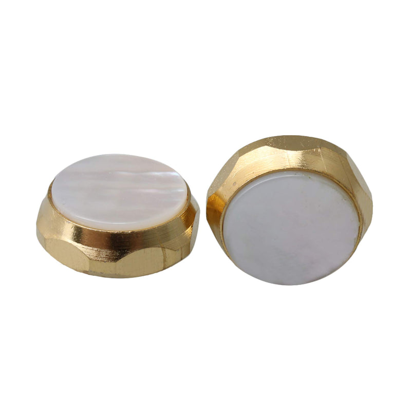 Yibuy Golden Trumpets Finger Buttons Zinc Alloy White Shell Inlays Pack of 3