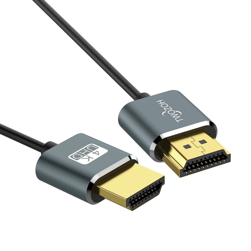 Twozoh Ultra-Thin HDMI to HDMI Cable 10FT, Hyper Slim HDMI 2.0 Cable, Extreme Flexible HDMI Cord Support 3D/4K@60Hz, 2160P, 1080P THIN HDMI