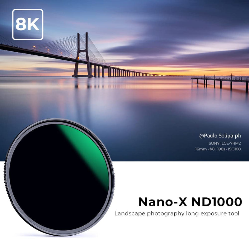 K&F Concept 46mm ND1000 (10-Stop Fixed Neutral Density Filter) ND Lens Filter, HD Waterproof Super Slim 28 Multi-Layer Coatings Glass Nano-X MRC Filter for Camera Lens