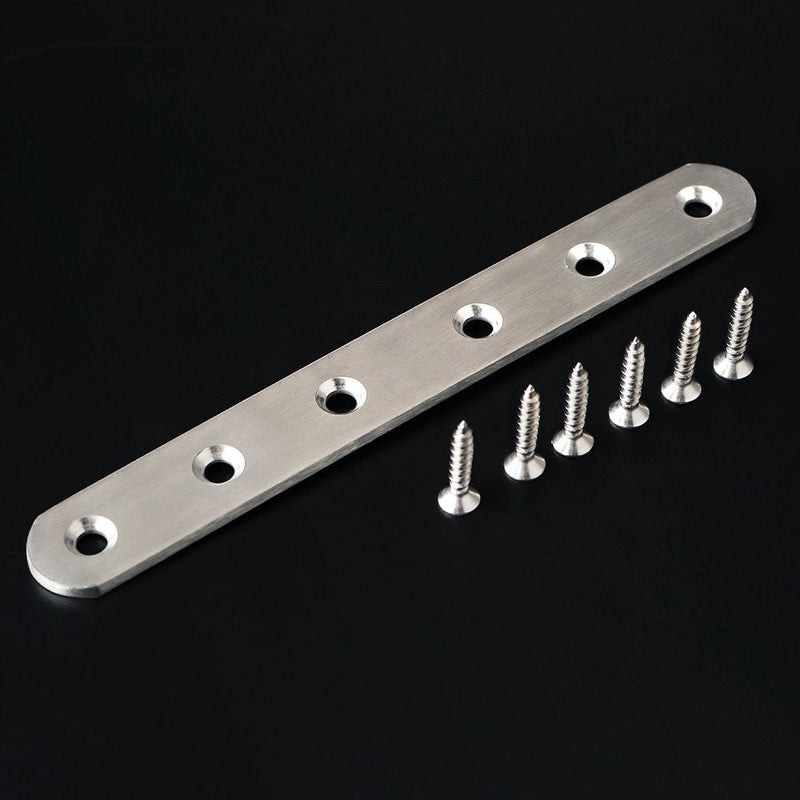 Alise 6-1/5-Inch Length Stainless Steel Flat Straight Brace Brackets Mending Plates Repair Fixing Bracket,J7350-4P 4 Pcs Brushed Finish 6-1/5 Inch(4 Pcs)