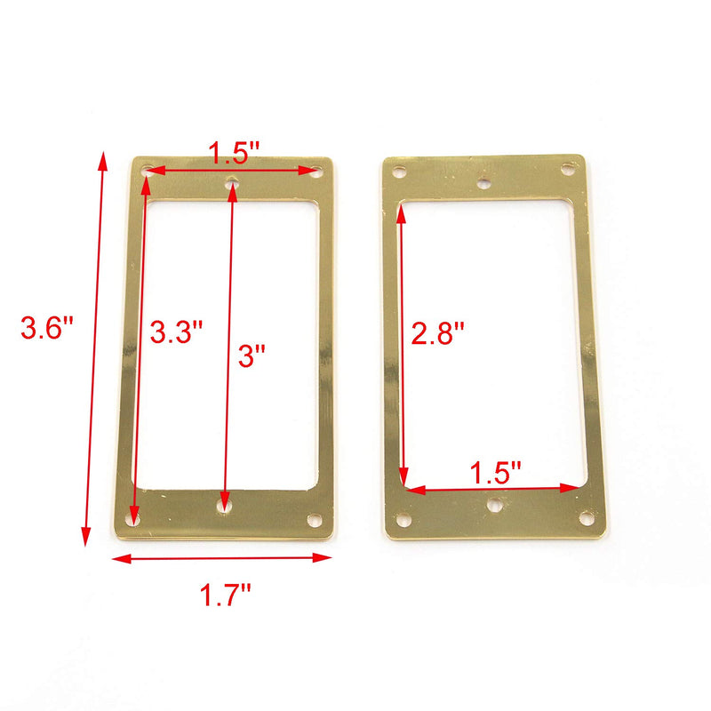 Geesatis Gold 2 PCS Humbucker Pickup Ring Cover Frame Flat Pickup Mounting Rings for LP/SG Guitar Mounting Replacement Electric Guitar Accessories