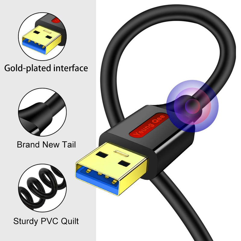 USB 3.0 Extension Cable 6 ft,Yeung Qee High Speed USB 3.0 A Male to A Female Extension Cord for Data Transfer USB Flash Drive, Keyboard, Mouse, Playstation, Xbox, Card Reader, Printer etc (6ft/2M) 6ft