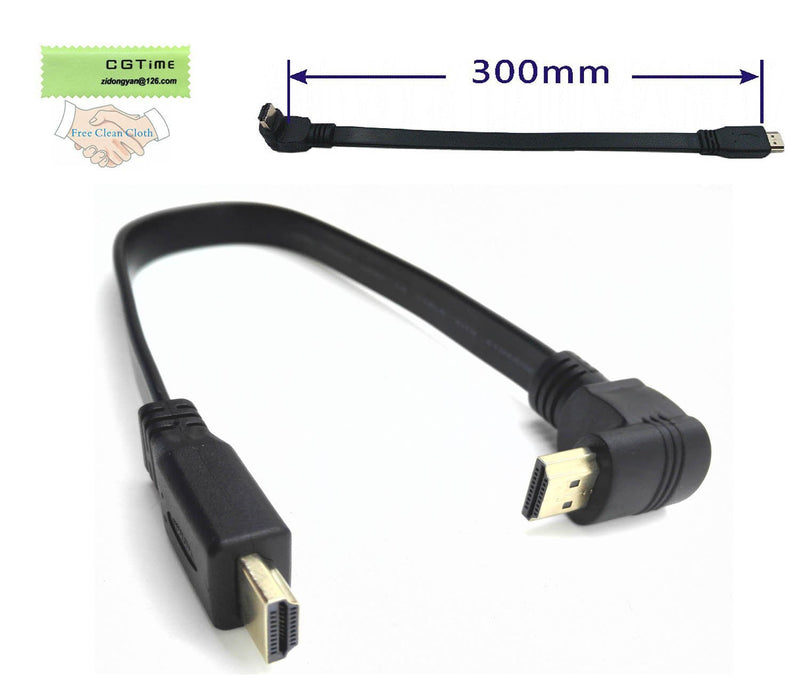 zdyCGTime 1FT Flat Slim High Speed HDMI Extension Cable A Male to 90 Degree Up Angle A Male Cord