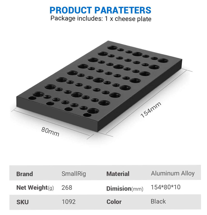 SMALLRIG Cheese Plate Multi-Purpose DSLR Mounting Plate with 1/4" and 3/8" Thread - 1092