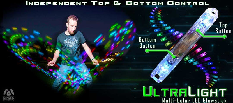 [AUSTRALIA] - UltraPoi Ultralight LED Glow Stick (Pair (2)) - Rainbow Light for Poi | Raves and Concerts 