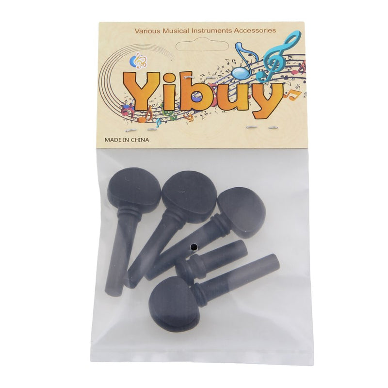 Yibuy Black Ebony Tuning Pegs & End Pin Set for 1/2 Size Violin Fiddle