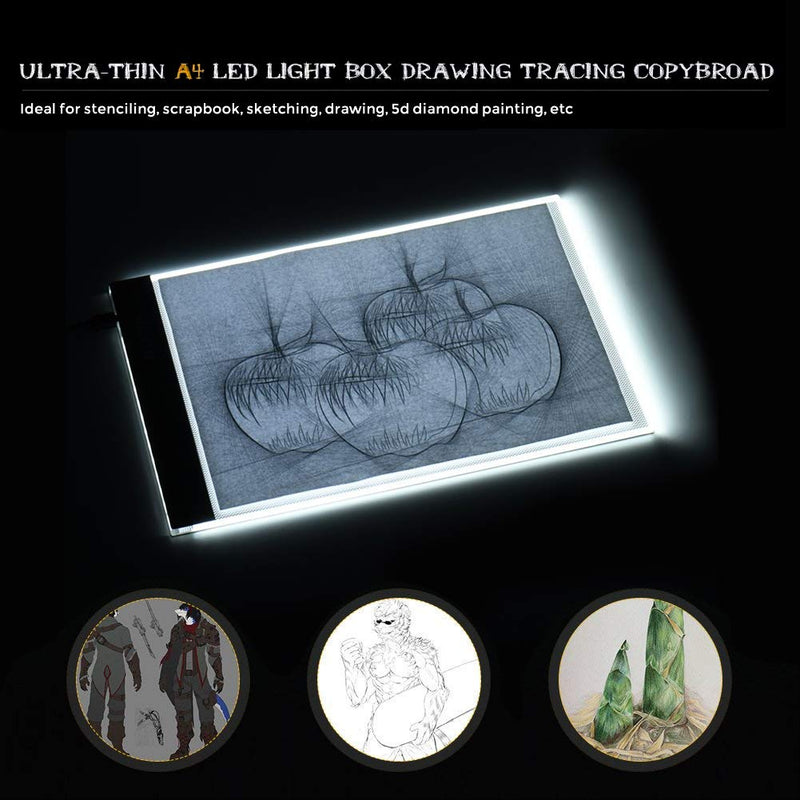 A4 LED Light Box Tracer Ultra-Thin USB Powered Portable Dimmable Brightness LED Artcraft Tracing Light Pad Light Box for Artists Drawing Sketching Animation Designing Stencilling X-ray Viewing A4