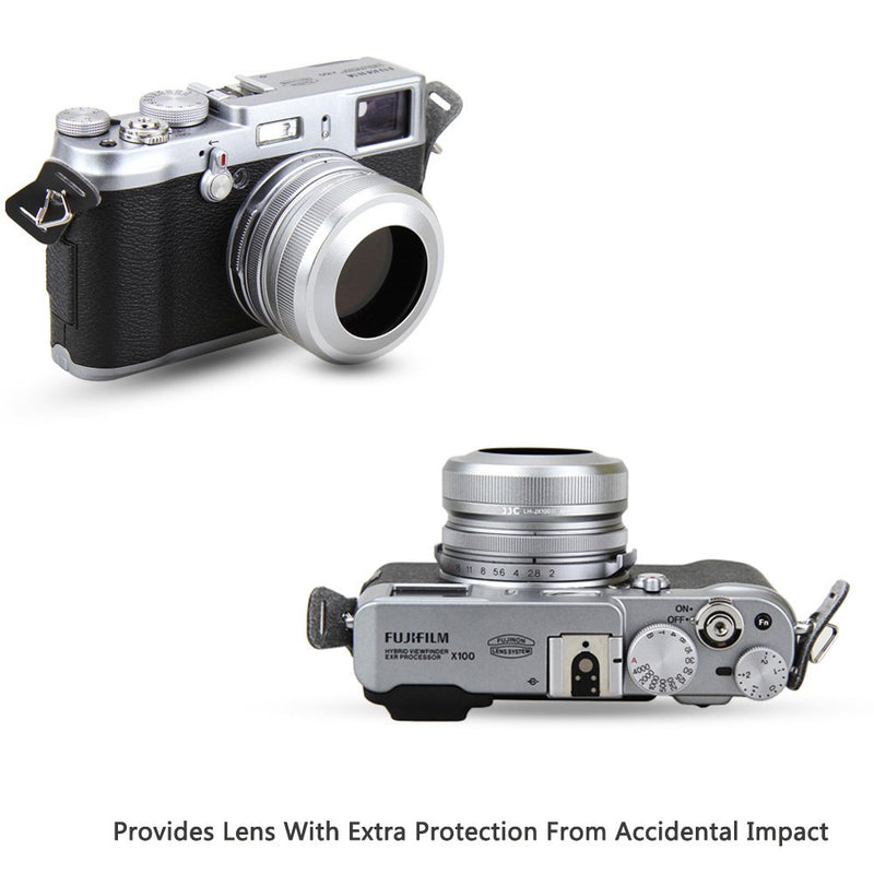 JJC Sliver Lens Hood Shade for Fuji Fujifilm Finepix X100V X100F X100T X100S X100 Digital Camera, Replaces Fujifilm LH-X100 Lens Hood