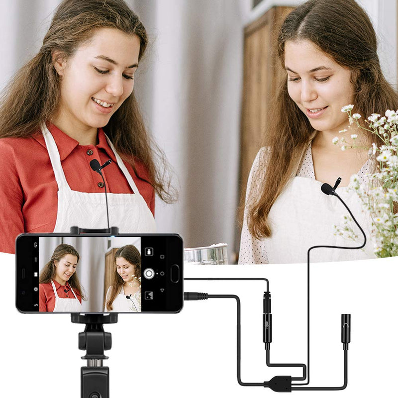[AUSTRALIA] - Lavalier Microphone with Headphone Jack MAONO Dual Clip on Handsfree Omnidirectional Condenser Interview Lapel Mic Compatible with iPhone, Android, iPad, Camera, Computer, PC, Tablets, AU303 AU303 Lavalier Microphone 