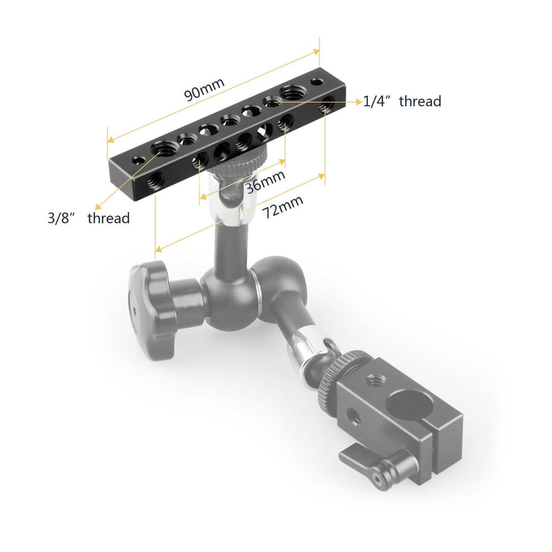 SmallRig Cheese Plate with Multiple Threaded Holes,Cheese Bar for Monitor Mount, DIY Camera Accessories - 1091