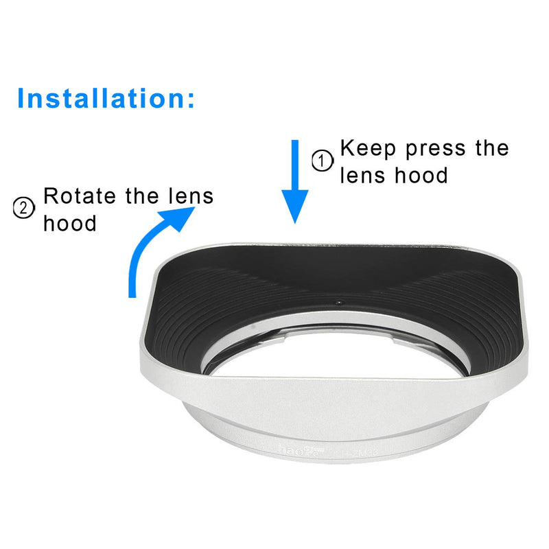 Haoge LH-ZM33 Bayonet Metal Square Lens Hood Shade Compatible with Carl Zeiss Distagon T 1.4/35 35mm f1.4 f/1.4 ZM Lens Silver Square - Silver