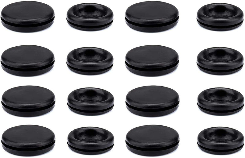 125PCS Rubber Grommet Assortment Kit 18 Sizes Black Rubber Grommet Electrical Conductor Gasket Ring Assortment Kit for Protecting Wires, Plugs and Cables