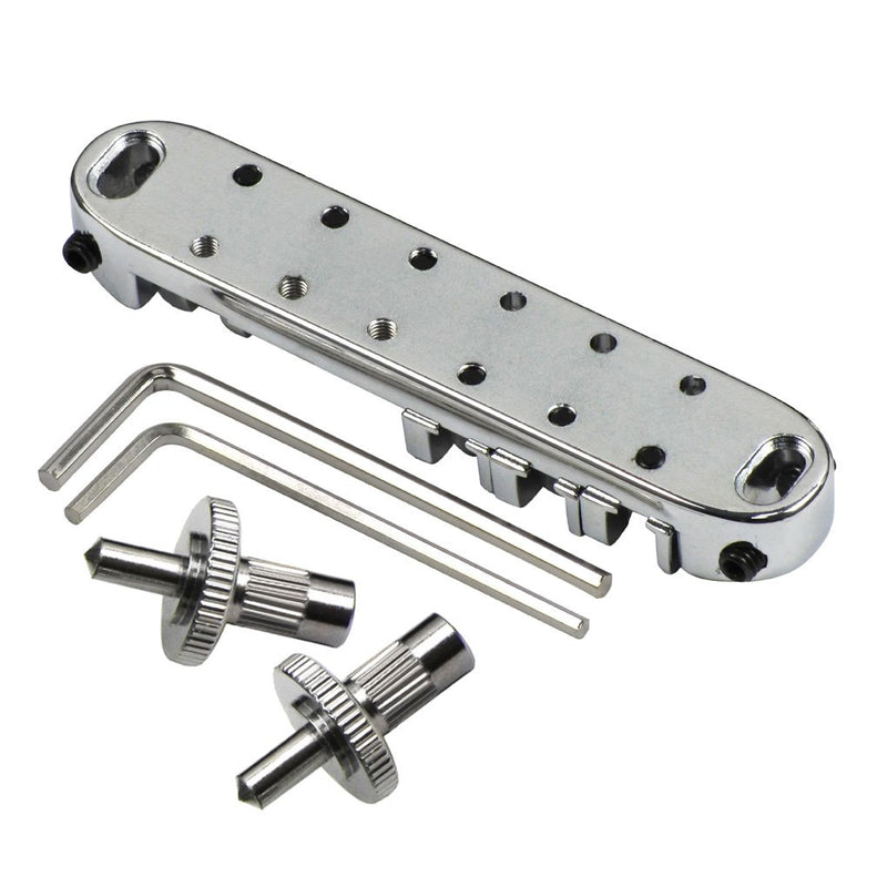 FLEOR Chrome Tune-o-Matic Bridge Guitar Roller Bridge w/Small Studs Fit Gibson Epiphone Les Paul SG Guitar Part Chrome with Small Stud