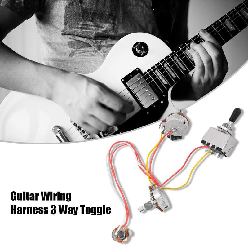 Guitar Wiring Harness, Guitar Prewired Harness Humbucker Wiring Harness Prewired 3 Way Chrome Box Toggle Switch 500K Pots for Electric Guitar with 2 Humbuckers