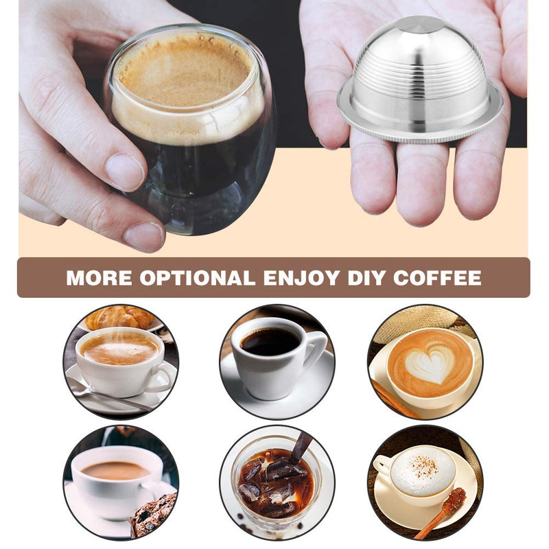 CAPMESSO Coffee Capsule, Reusable Vertuoline Pod Refillable Vertuo Capsules Stainless Steel Compatible with Nespresso Vertuoline GCA1 and Delonghi ENV135S (2.5OZ-Double Espresso Cup(Small) 2.5OZ(Small Cup)