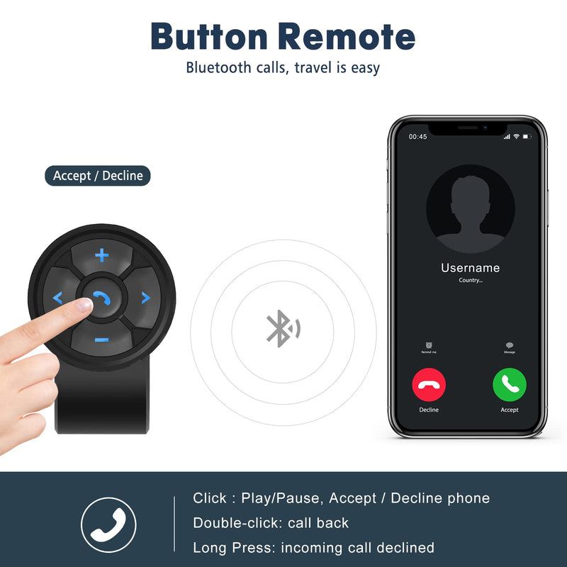 Button Bluetooth 5.3 Smart Remote Control for Any iPhone 13 Pro Max/13 Pro/13/13 Mini and Android Device with Strap ;Wireless IP67 Waterproof Phone Controller for Car Bike Motorbike Steering Wheel