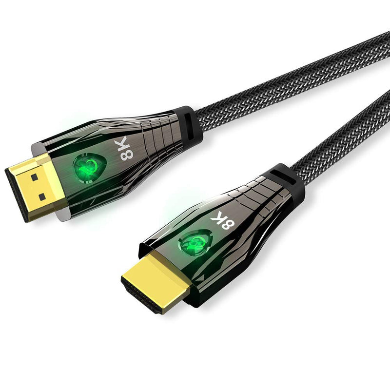 CABLEDECONN 8K HDMI UHD 8K High Speed 48Gbps 8K@60Hz 4K@120Hz with LED Indication HDCP2.2 4:4:4 HDR 3D eARC HDMI Cable Compatible with HDMI Laptops PS4 SetTop Box HDTVs Projectors 3M 3m 9,9ft HDMI 8K Copper Cord with LED