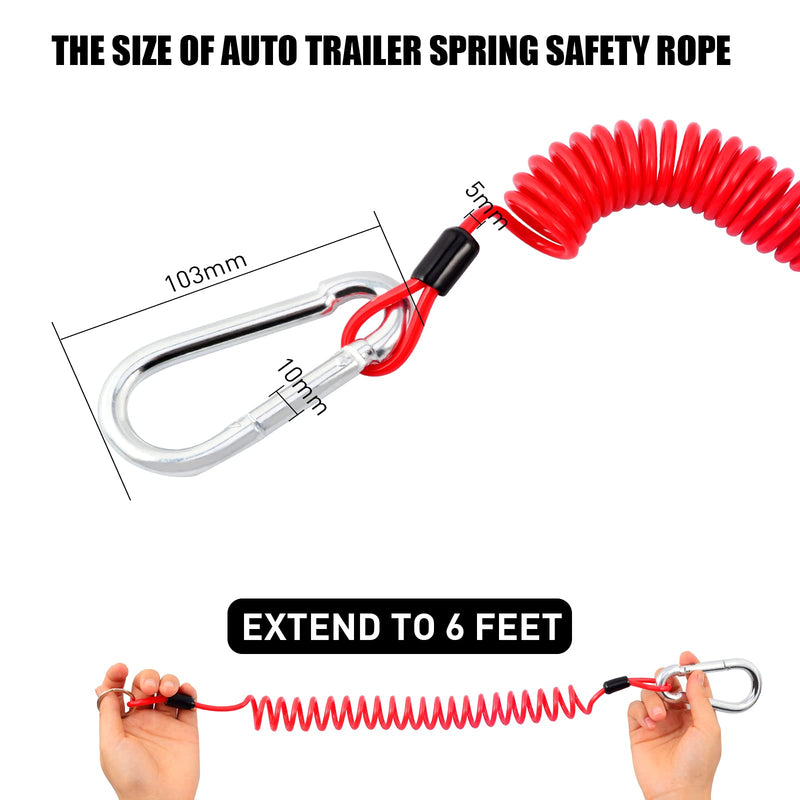 6 Foot Breakaway Trailer Cable Breakaway Cable Towing Coiled Wire Spring Towing Coiled Wire Trailer Brake Safety Cable for RV Trailer Emergency (1 Pack) 1 PCS 6 Foot Trailer Cable