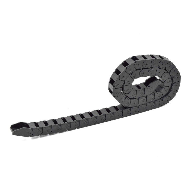 Plastic Drag Chain Cable Carrier Closed Type with End Connectors R28 15 x 15mm L1000mm for Electrical CNC Router Machines