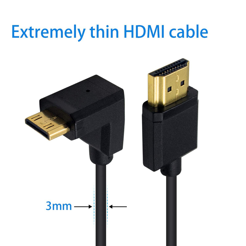 Duttek Mini HDMI to Standard HDMI Cable, HDMI to Mini HDMI Cable, Ultra-Thin UP Angled 90 Degree Mini HDMI Male to HDMI Male Cable Support 4K Ultra HD, 1080p, 3D(HDMI 2.0) (15cm/6 inch) UP Angled 15cm