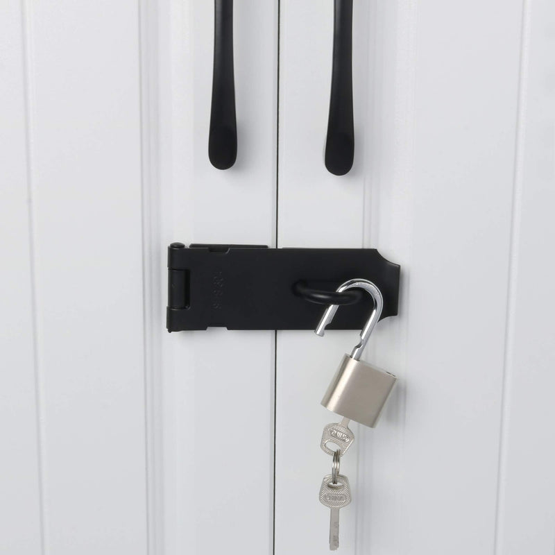 Alise MST009-B Door Clasp Hasp Latch Lock with Padlock,One Set Black Finish 4 Inch