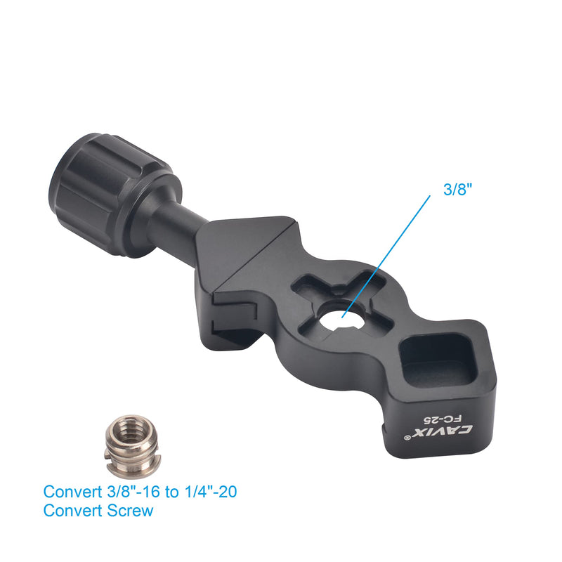 CAVIX FC-25 Mini Fish Bone Style Quick Release Clamp with 3/8"-1/4" Screw Adapter for Tripod Head Compatible with Arca-Swiss Type Plate