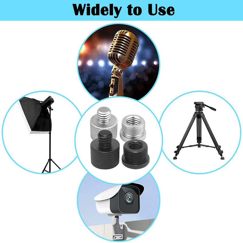 AFUNTA 8 PCS Mic Stand Adapter, 3/8 Female to 5/8 Male and 5/8 Female to 3/8 Male Screw Thread Adapter Set for Microphone Stand Mount to Camera Tripod Adapter