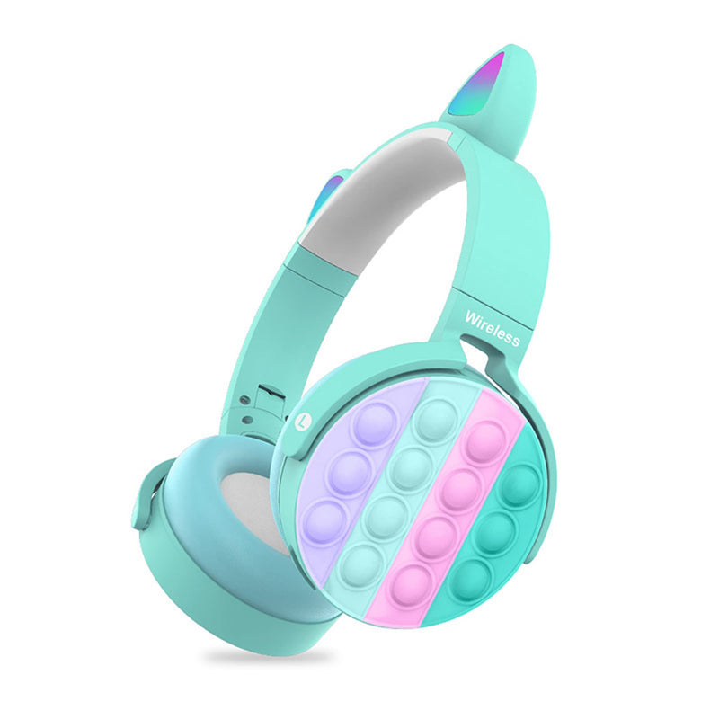Rainbow Pop-On-It Bluetooth Headphones, Fidget Bluetooth Head-Mounted Stereo Headset, Wireless Headphones Noise Cancelling Headphones Over-Ear Headphones Gaming Headset for Kids Teens (Blue) Blue