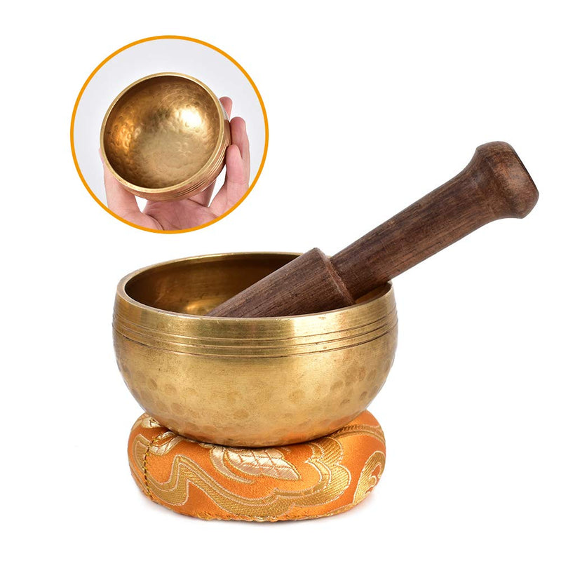 HOKPA Tibetan Singing Bowl Set, Meditation Bowl Handcrafted for Yoga Room Living Room with Gold Silk Pouch