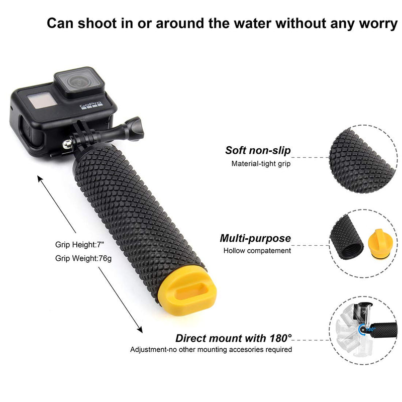 SOONSUN Waterproof Floating Hand Grip for GoPro Hero 10, 9, 8, 7, 6, 5, 4, 3, 2, Hero Session, Fusion, Max, AKASO, SJCAM, DJI Osmo Action Camera Handler and Handle Mount Accessories for Sports Camera